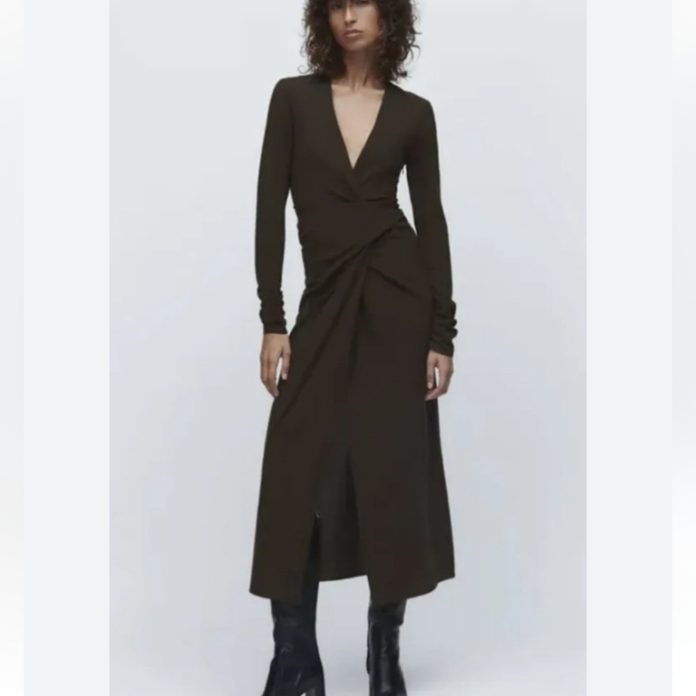 ZARA draped wool blend dress